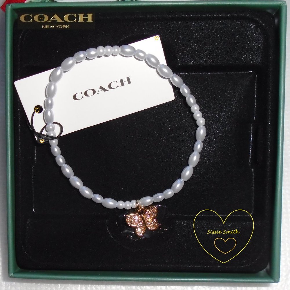 🦋Coach Butterfly Pearl Stretch Bracelet 🦋